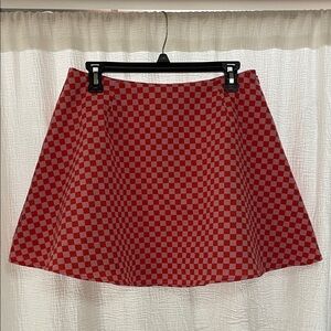 Crown & Ivy Red and White Checkered A-Line Skirt